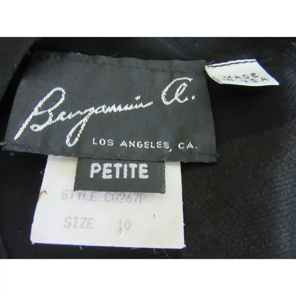 BENJAMIN A. Black Floral Petite 10 Maxi Sheer Overlay Short Sleeve Dress BR16 - Picture 5 of 6